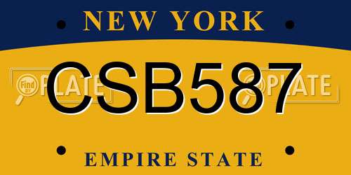 CSB587 New York License Plate