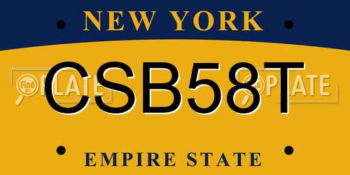 CSB58T New York License Plate