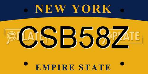 CSB58Z New York License Plate