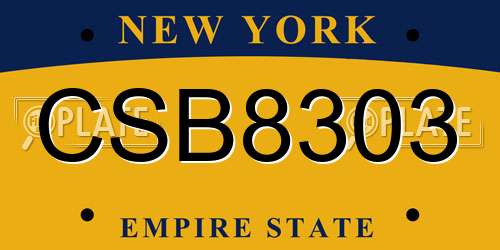 CSB8303 New York License Plate