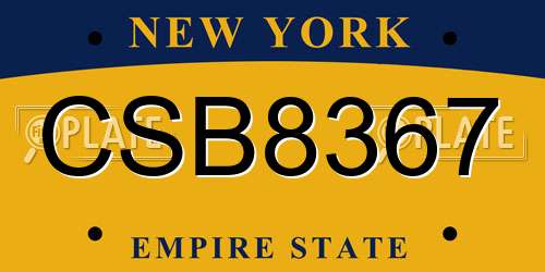 CSB8367 New York License Plate