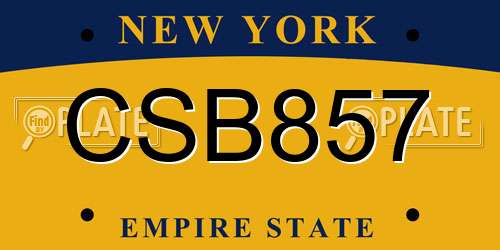 CSB857 New York License Plate