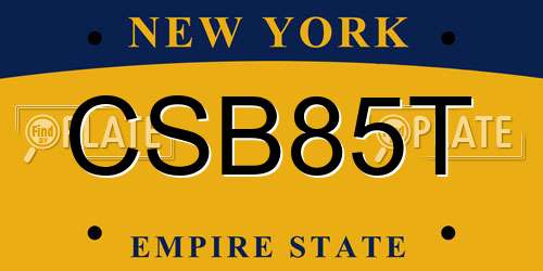 CSB85T New York License Plate