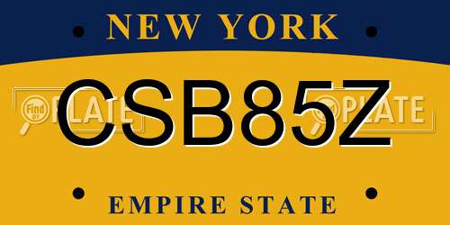 CSB85Z New York License Plate