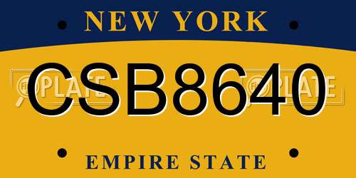 CSB8640 New York License Plate