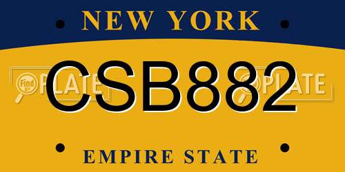 CSB882 New York License Plate