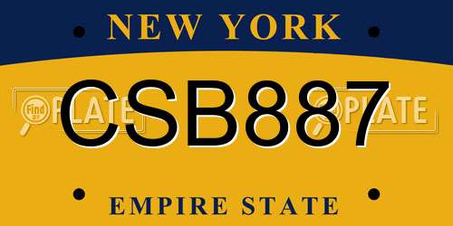 CSB887 New York License Plate