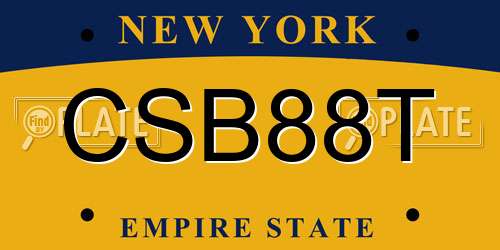 CSB88T New York License Plate