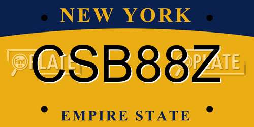 CSB88Z New York License Plate