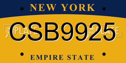 CSB9925 New York License Plate