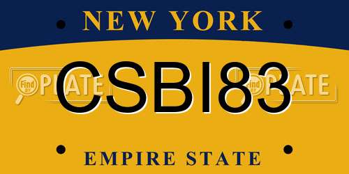 CSBI83 New York License Plate