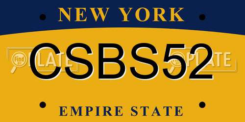 CSBS52 New York License Plate