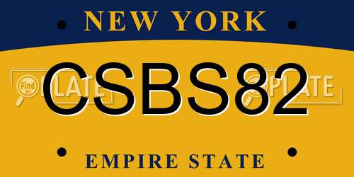 CSBS82 New York License Plate