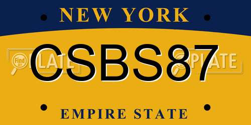 CSBS87 New York License Plate