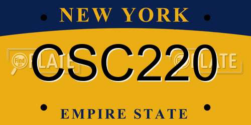 CSC220 New York License Plate