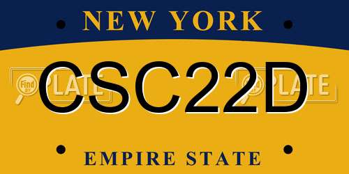 CSC22D New York License Plate