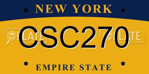 CSC270 New York License Plate