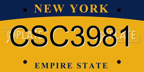 CSC3981 New York License Plate