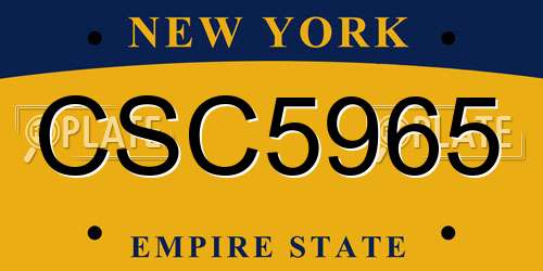 CSC5965 New York License Plate