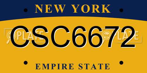 CSC6672 New York License Plate