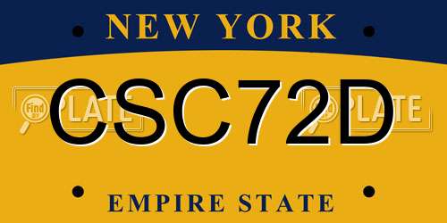 CSC72D New York License Plate