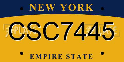 CSC7445 New York License Plate
