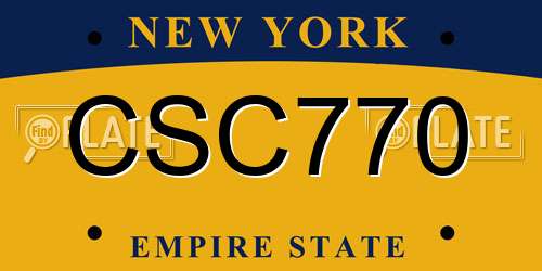 CSC770 New York License Plate