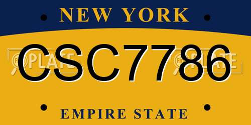 CSC7786 New York License Plate
