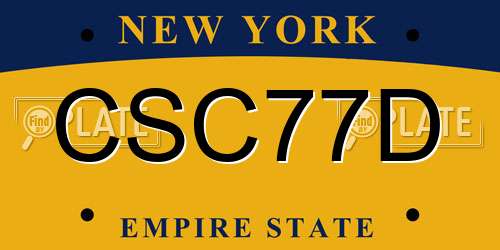 CSC77D New York License Plate