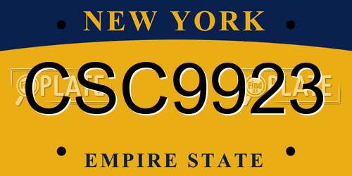 CSC9923 New York License Plate