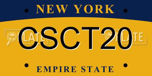 CSCT20 New York License Plate