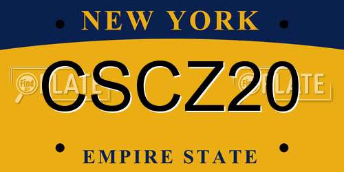 CSCZ20 New York License Plate