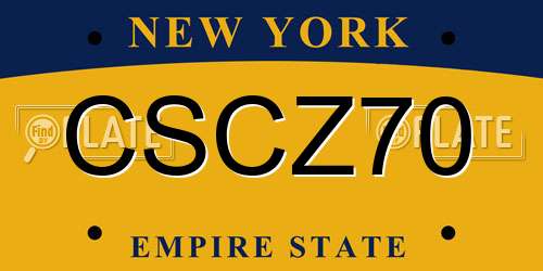 CSCZ70 New York License Plate