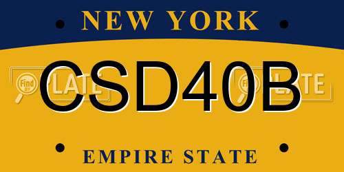 CSD40B New York License Plate