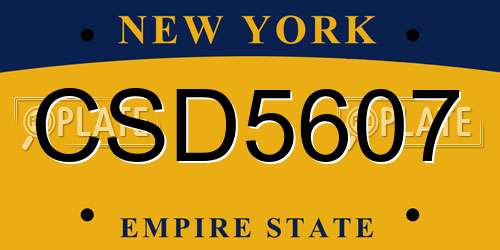 CSD5607 New York License Plate