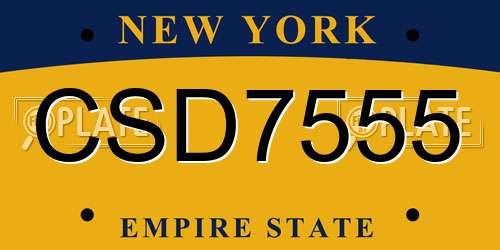CSD7555 New York License Plate