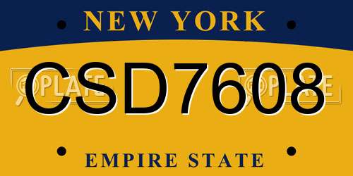 CSD7608 New York License Plate