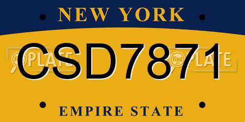 CSD7871 New York License Plate