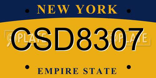 CSD8307 New York License Plate