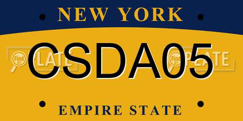 CSDA05 New York License Plate