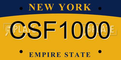 CSF1000 New York License Plate