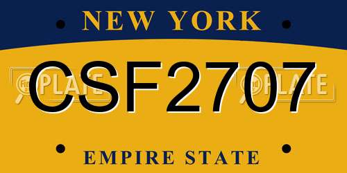 CSF2707 New York License Plate