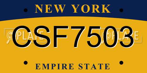 CSF7503 New York License Plate