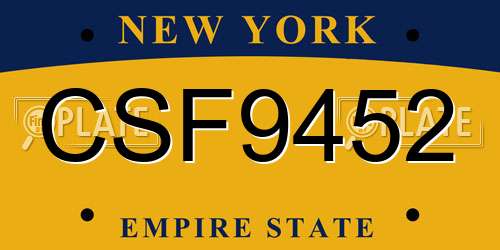 CSF9452 New York License Plate