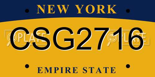 CSG2716 New York License Plate