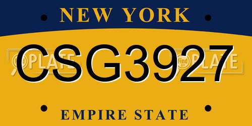 CSG3927 New York License Plate