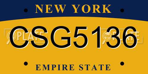 CSG5136 New York License Plate