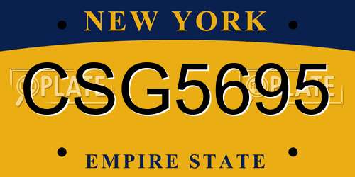 CSG5695 New York License Plate
