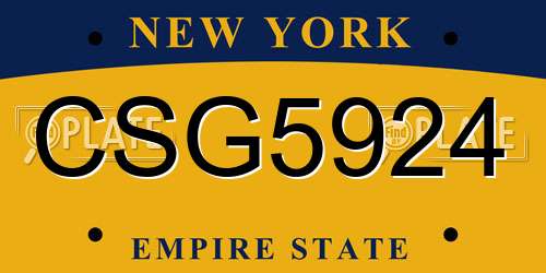 CSG5924 New York License Plate