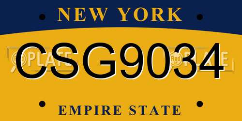 CSG9034 New York License Plate